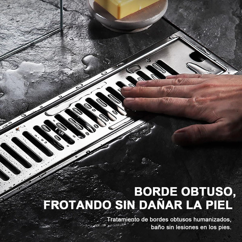 Drenaje Lineal De Piso 60Cm. Rejilla Rectangular. Desagüe Para Baño. Acero inoxidable.