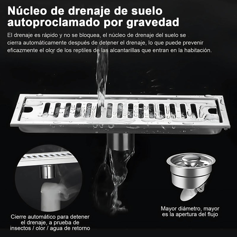 Drenaje Lineal De Piso 80Cm. Rejilla Rectangular. Desagüe Para Baño. Acero inoxidable.