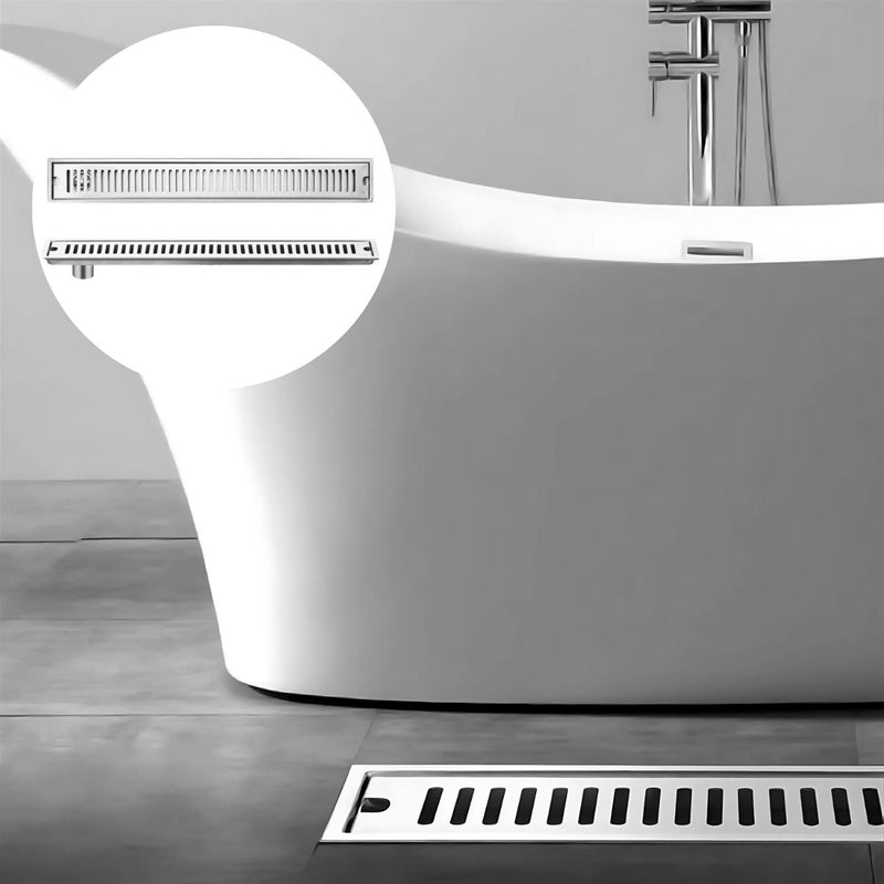 Drenaje Lineal De Piso 80Cm con salida lateral. Rejilla Rectangular. Desagüe Para Baño. Acero inoxidable.