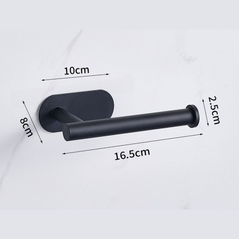 Portarrollos de Papel Higiénico en Acero Inoxidable. Montaje Autoadhesivo. Color negro.