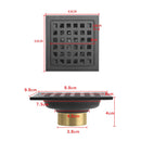 Drenaje Cuadrado 4" Para Ducha, Desagüe De Piso De Acero Inoxidable color Negro. 10x10 cm