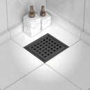 Drenaje Cuadrado 4" Para Ducha, Desagüe De Piso De Acero Inoxidable color Negro. 10x10 cm