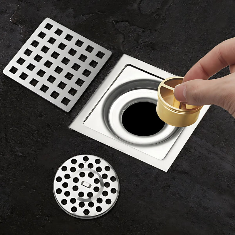 Drenaje Cuadrado 4" Para Ducha, Desagüe De Piso De Acero Inoxidable. 10x10 cm