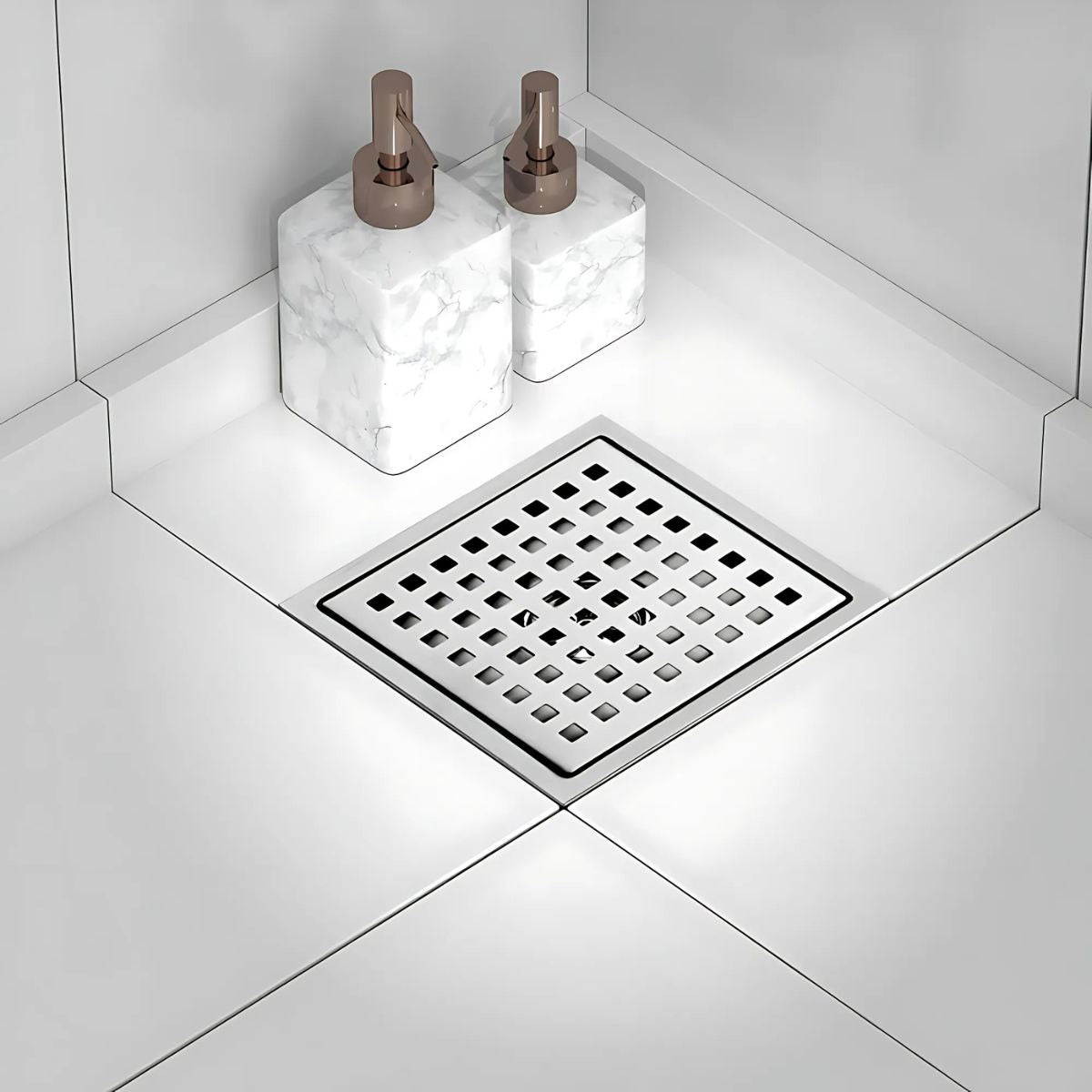 Drenaje Cuadrado 4" Para Ducha, Desagüe De Piso De Acero Inoxidable. 10x10 cm