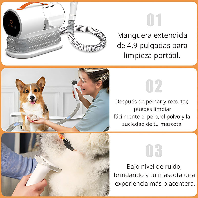 Aspiradora cortadora de pelo para Perros y Gatos. Cortadora Eléctrica 5 en 1 para Mascotas – Profesional, Silenciosa y Multifuncional.