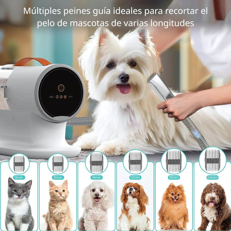 Aspiradora cortadora de pelo para Perros y Gatos. Cortadora Eléctrica 5 en 1 para Mascotas – Profesional, Silenciosa y Multifuncional.