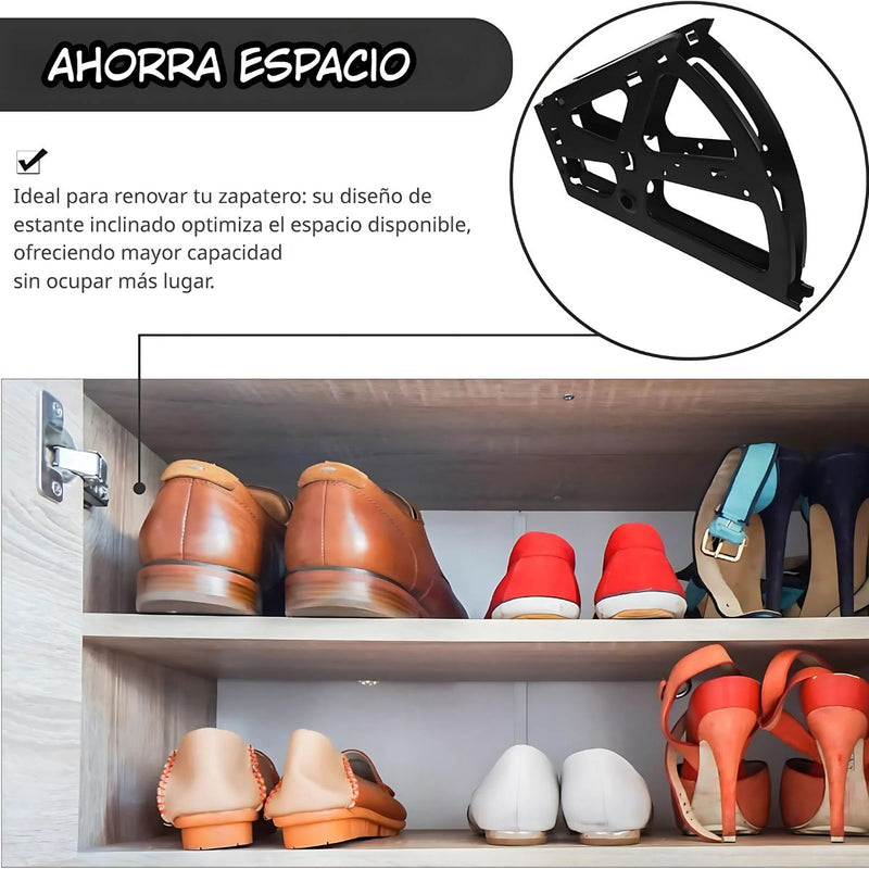 Bisagras Abatibles Metálicas para Zapateras (Par). Kit de Soporte Metálico. Color negro.
