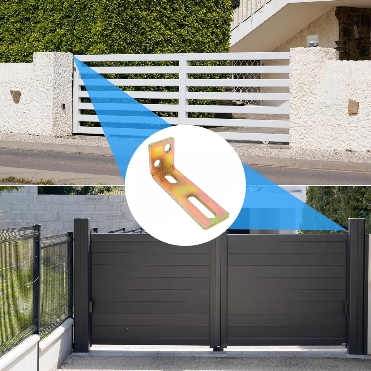 Soporte en L de Montaje para Riel de Guía de Portón Corredizo 15cm Acero Reforzado para portones