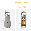 Polea Para cable de 6mm. Polea Giratoria de Aleación de Zinc 1/2" para cable o cuerdas y Cargas Ligeras. Garrucha.