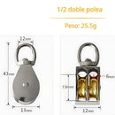Polea giratoria Para cuerdas 6mm. Polea Doble 1/2 para Noria y Tracción Ligera de Cuerda Metálica. Garrucha.
