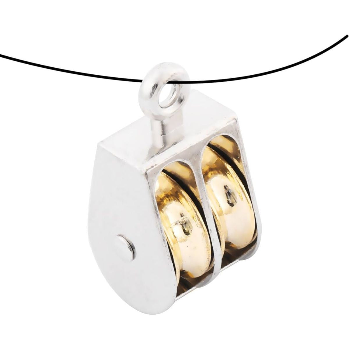 Polea giratoria Para cuerdas 6mm. Polea Doble 1/2 para Noria y Tracción Ligera de Cuerda Metálica. Garrucha.