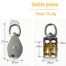 Polea giratoria Para cables 8mm. Polea Doble 1” para Norias de Aleación Zinc, 8mm Ranura, 75g. Garrucha.