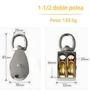 Polea Para cable 10mm. Polea Doble Giratoria 1-1/2" para Norias y Sistemas de Carga Liviana. Garrucha.