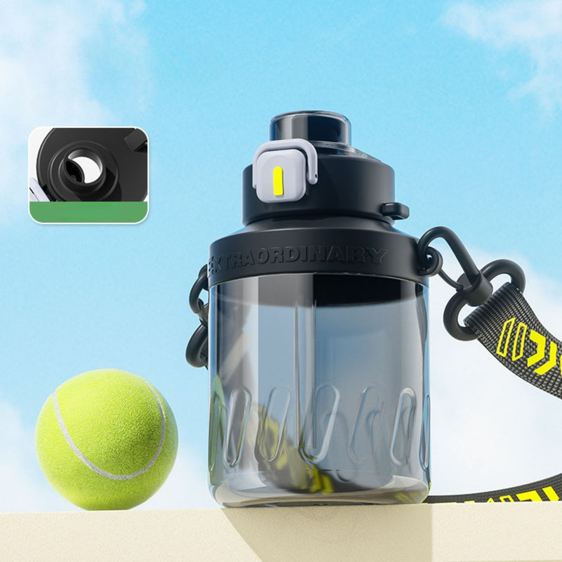 Botella de Agua plástica 800 ml. Termo negro Con Tapa a Prueba de Fugas. BPA Free.