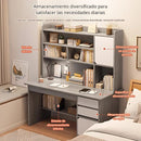 Escritorio con Estantería y Cajones 120x45x164cm. Mueble Multifuncional para Oficina o Dormitorio.