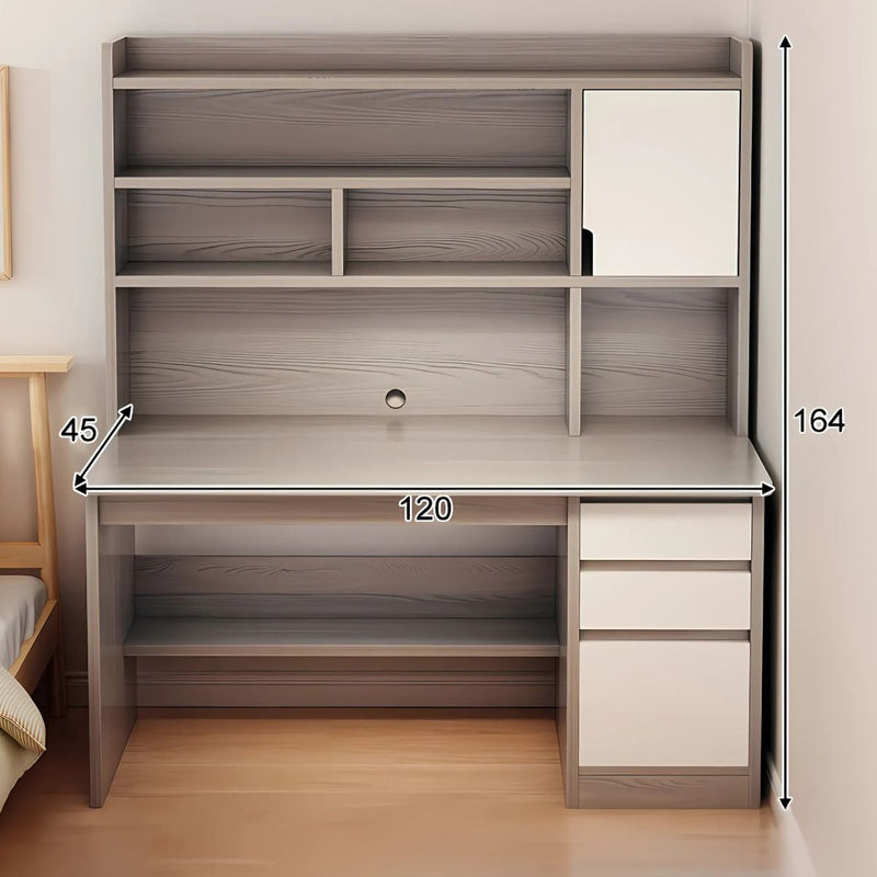 Escritorio con Estantería y Cajones 120x45x164cm. Mueble Multifuncional para Oficina o Dormitorio.