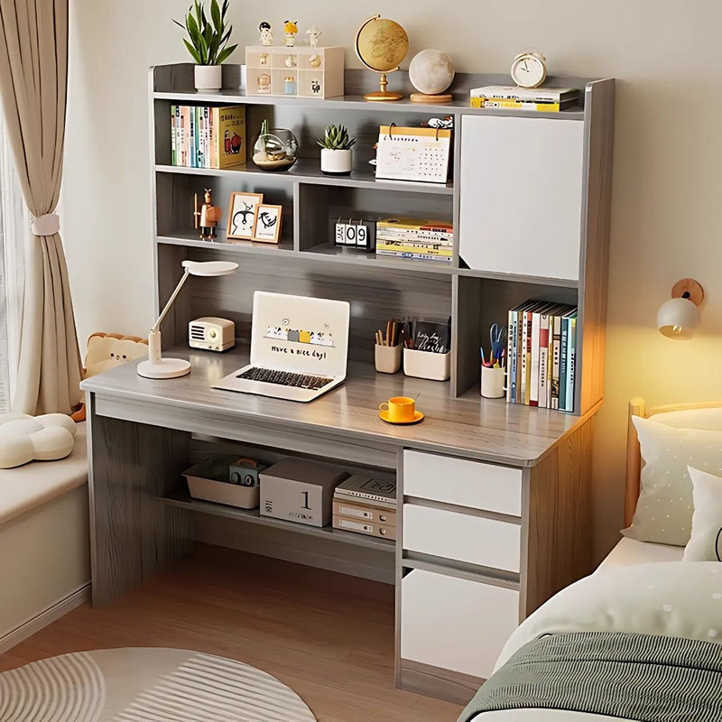 Escritorio con Estantería y Cajones 120x45x164cm. Mueble Multifuncional para Oficina o Dormitorio.