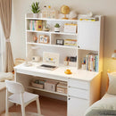 Escritorio con Estantería y Cajones 120x45x164cm. Mueble Multifuncional para Oficina o Dormitorio. Color blanco.