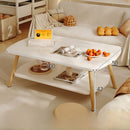 Mesa de Centro Moderna con Repisa Inferior 100x50x42cm. Esquinas Redondeadas. Color blanco.