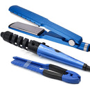 Plancha, Rizador y Peine Térmico de Titanio. Set Profesional 3 en 1 para Cabello. Con Control de Temperatura.