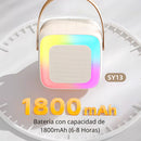 Karaoke Portátil con Micrófonos Inalámbricos y Luces LED. Bocina Parlante Bluetooth. Duración de Batería de 6 a 8 Horas.