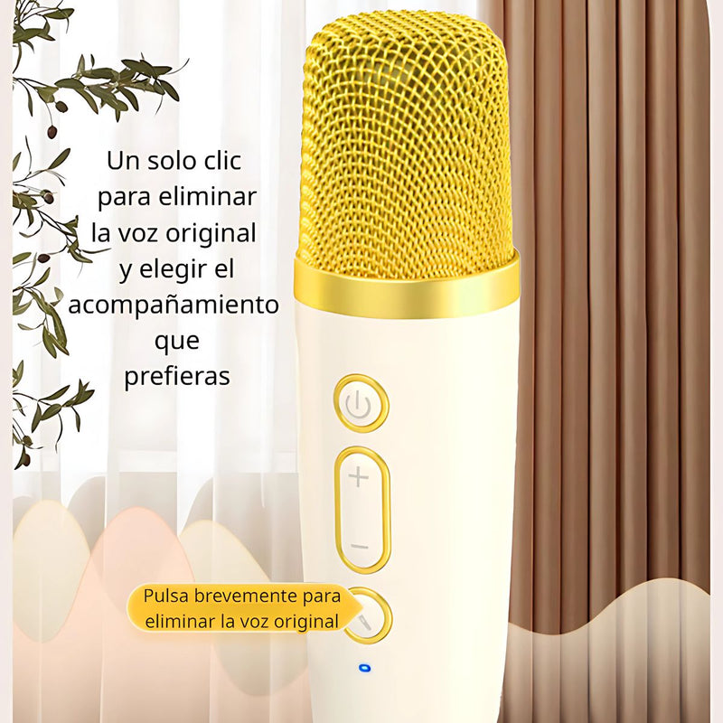 Karaoke Portátil con Micrófonos Inalámbricos y Luces LED. Bocina Parlante Bluetooth. Duración de Batería de 6 a 8 Horas.