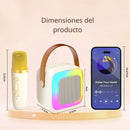 Karaoke Portátil con Micrófonos Inalámbricos y Luces LED. Bocina Parlante Bluetooth. Duración de Batería de 6 a 8 Horas.