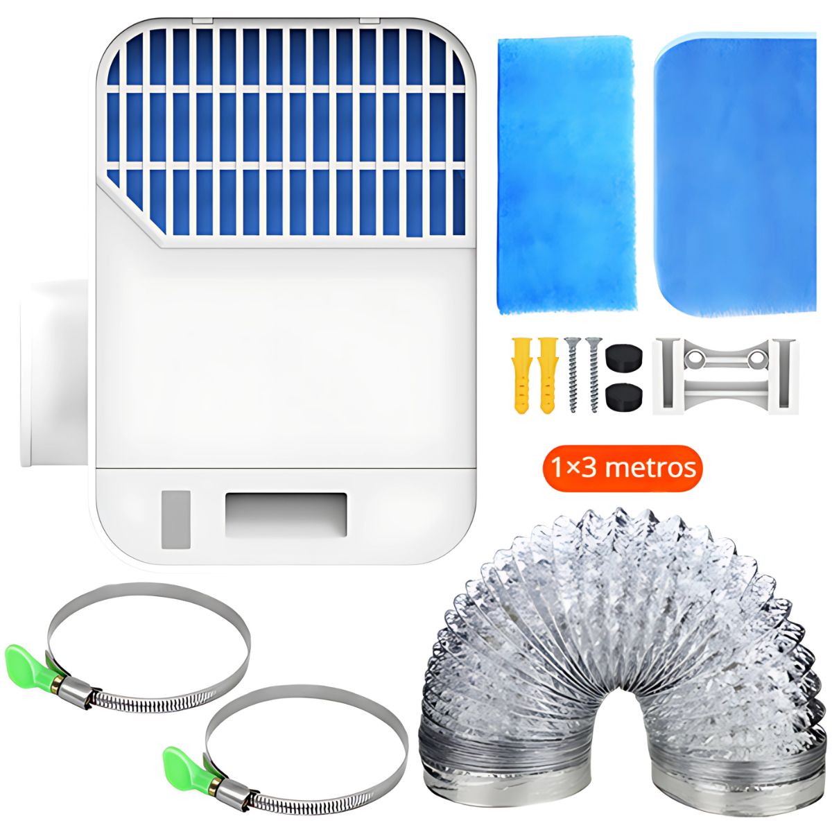 Ducto para Secadoras Interiores. Kit de Ventilación y Purificación de Aire con Triple Filtrado y Ahorro Energético. 28×20×12.5 cm.
