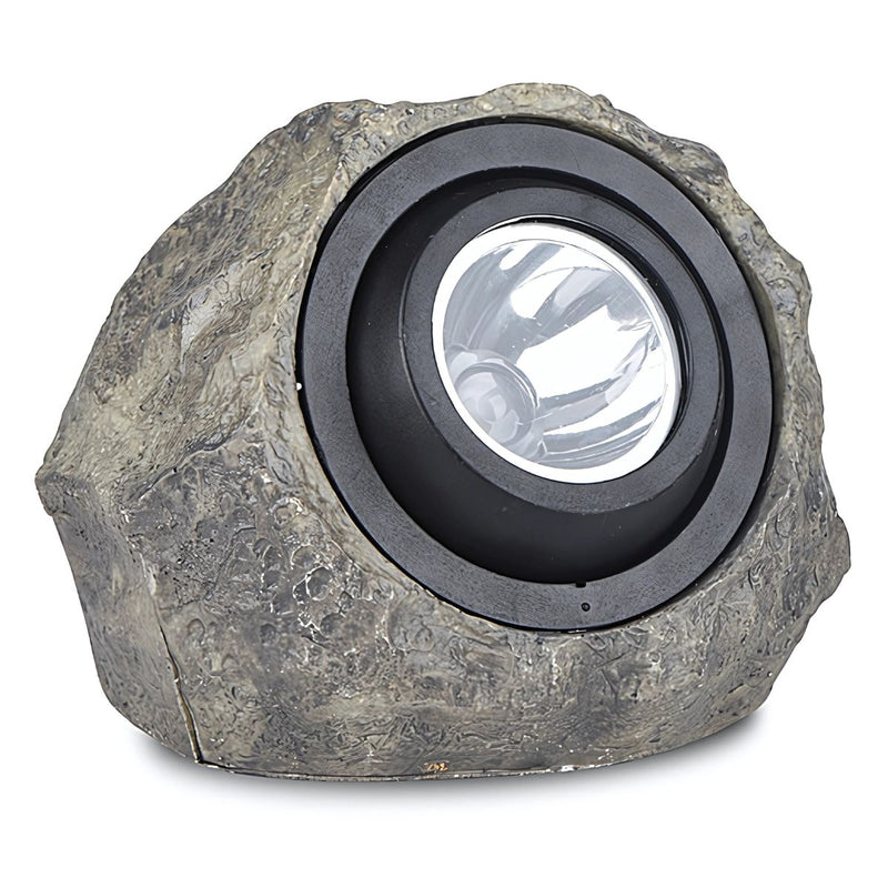 Roca Solar. Lampara Luz solar para jardín. IP65 Foco lampara con panel solar en forma de piedra. Luz blanca y cálida.