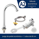 Set de grifo y pedal de pie de acero inoxidable. Kit de llave de control de pedal sin contacto.