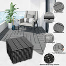 Baldosas Deck WPC 30x30 cm Pack 8 Piezas. Piso Exterior Madera Plástico PP Resistente al Agua y UV. Sistema Encaje Fácil. Uso Jardín Terraza Patio Color Gris Oscuro