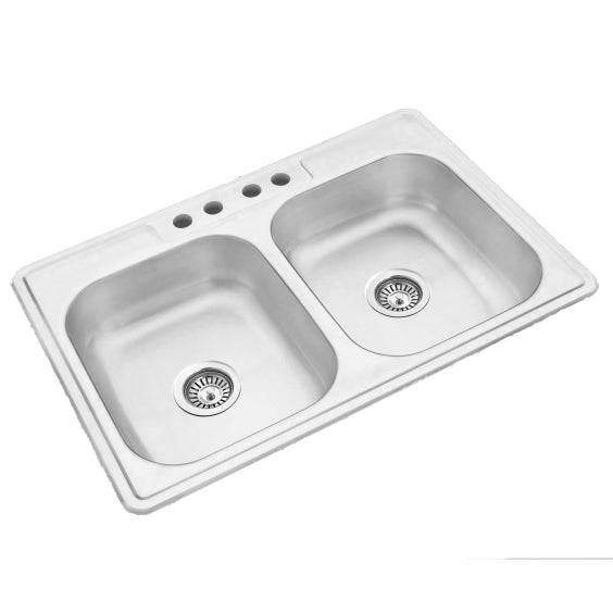 Fregador Doble Tina Inox 33X22X0.6MM 830*560*150Mm Bowl De 355*405Mm Fregadero Lavaplatos