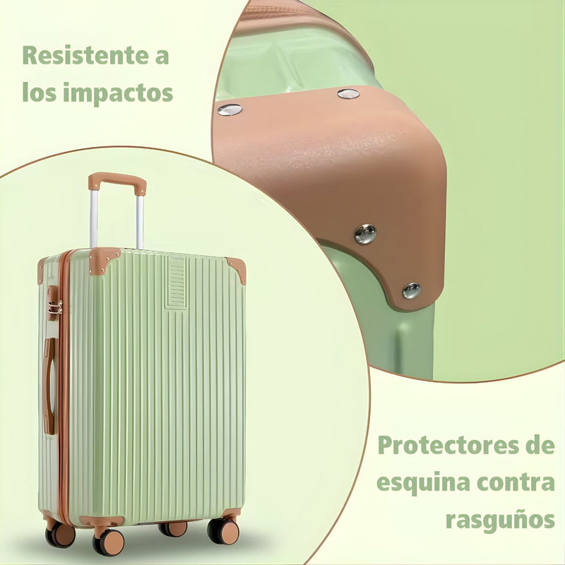 Maleta de Viaje 24" Rígida con Candado de Combinación Integrado. Incluye Puerto USB, Porta Vaso y Ruedas 360°.