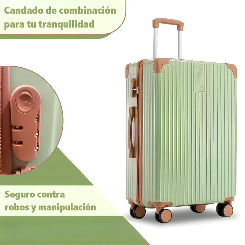 Maleta de Viaje 20" Rígida con Candado de Combinación Integrado. Incluye Puerto USB, Porta Vaso y Ruedas 360°.