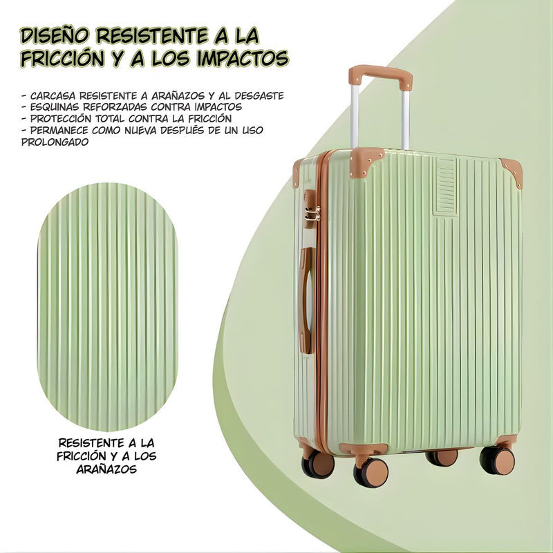 Maleta de Viaje 24" Rígida con Candado de Combinación Integrado. Incluye Puerto USB, Porta Vaso y Ruedas 360°.