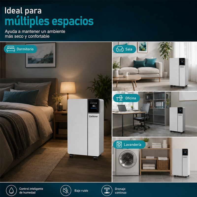 Deshumidificador Eléctrico 12 L/Día 25 Pintas Con Luz UV, Drenaje Continuo Y Timer 1–24 H. Ideal Para hogar y oficina 230W 110V.