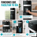 Dispensador de Agua Fría, natural y Caliente con Carga Bidón Inferior y Compresor 110V. Enfriamiento de 5°C a 10°C y Calentamiento Rápido 550W.