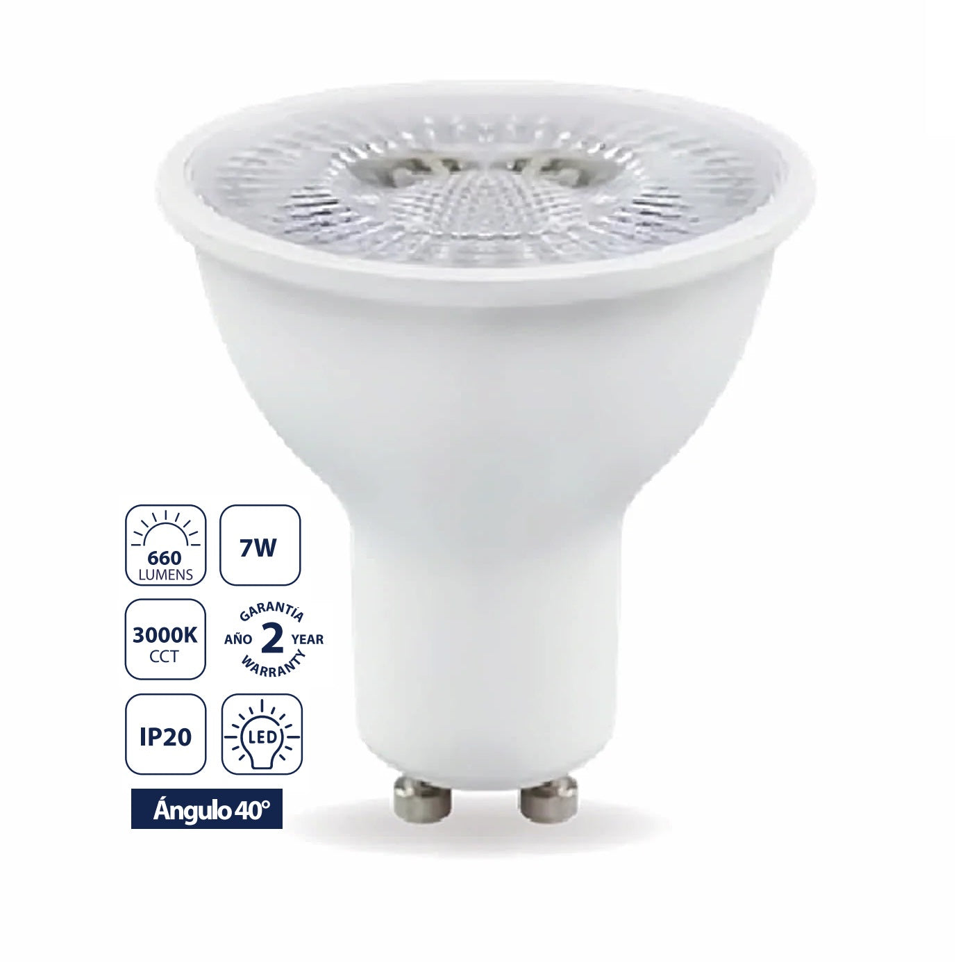 Bombillo LED MR16 GU10 7W 3000K Luz Cálida 660 lm 300° 110-270V Estilo Halógeno. 5x5.5cm Foco.