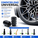 Tapones Universales para Válvula de Llanta en Aluminio Negro. Protectores Antipolvo para Auto, Moto, SUV y Bicicleta. Set de 4 Piezas.