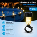 Luz Solar LED para Piscina de Acero Inoxidable con Clip Ajustable. Lámpara Solar Luz Cálida Automática para Piscinas, Jacuzzi, Patio y Terraza (1 UND)