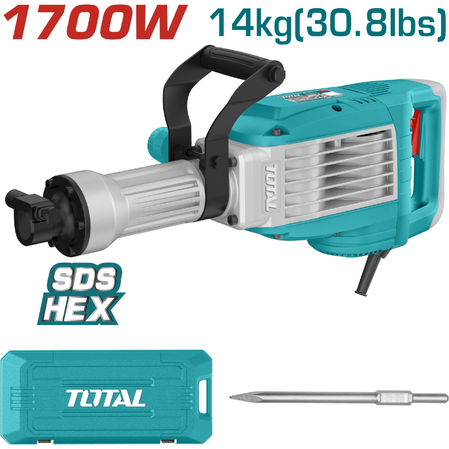 Demoledor SDS HEX 1700W 110V-120V~60Hz 1900Bmp 50J Incluye 1 Cincel. Demoledora picadora