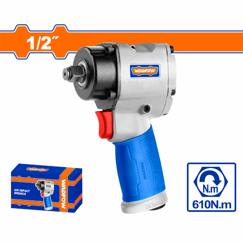 Llave de impacto neumatica sin conector rápido 12.5mm 1/2" 610Nm 8500rpm Consumo de aire 142.5L/min doble martillo.