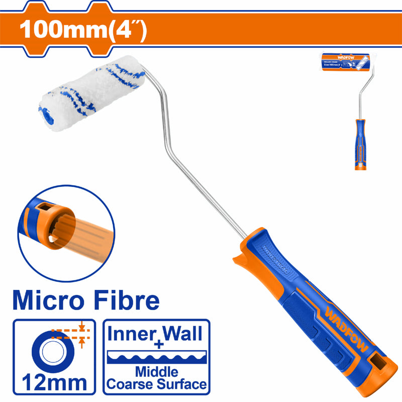 Mini rodillo de pintar de microfibra, medida 100mm (4"). Espesor 12mm. Diámetro 6mm. Pared interior