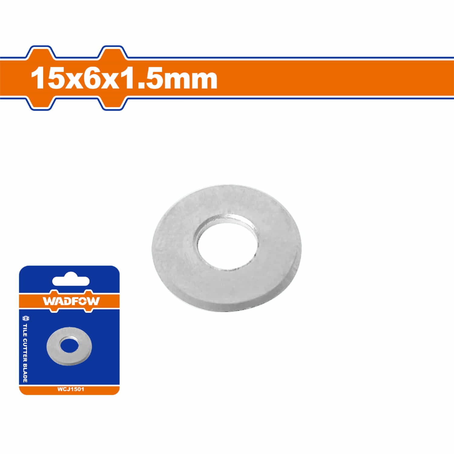 Rueda de repuesto para cortadora de azulejos y baldosas. Ø15xØ6x1.5mm Carburo de tungsteno. Compatible con WTR1504 WTR1506