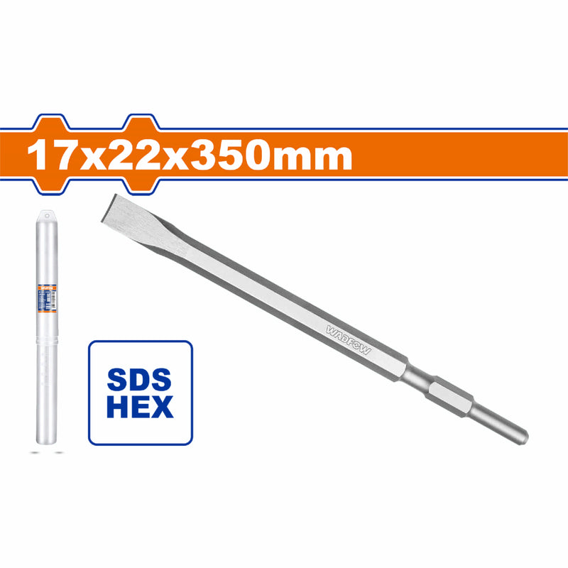 Cincel Hexagonal 17×22×350mm Plano para Concreto, Ladrillo y Cemento. Larga Duración. Compatible con WDB1D45 UWDB1D45