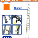 Escalera Extensible 2x14 de Aluminio. Carga máxima: 150Kg. Altura escalon: 305mm.