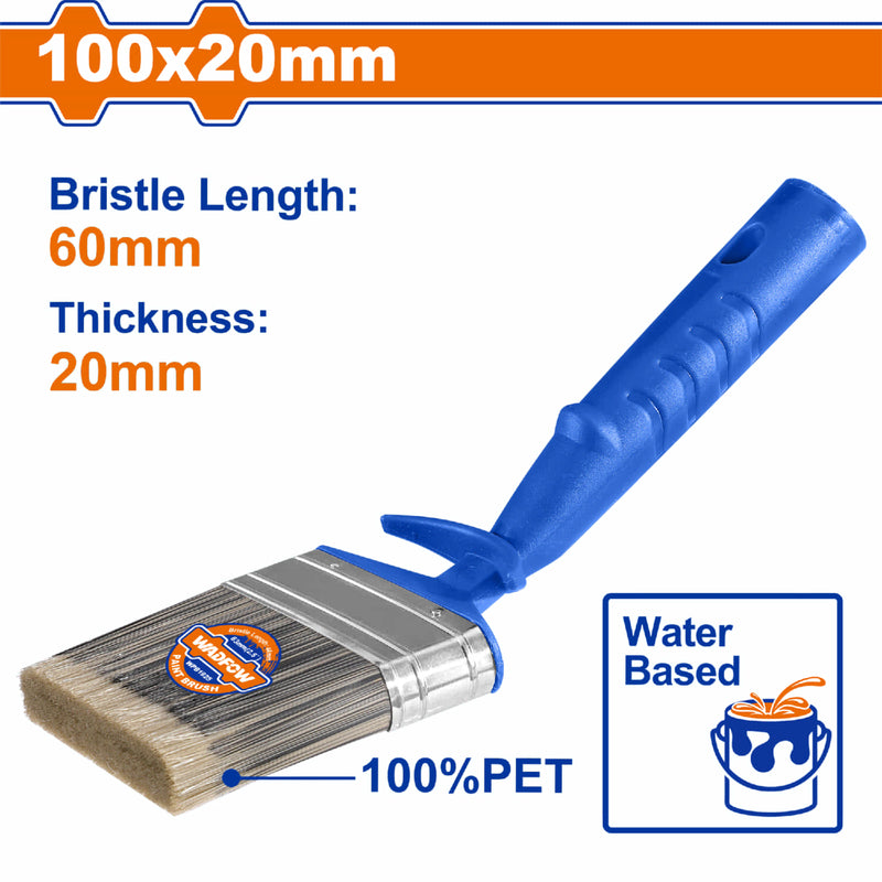 Brocha para pintar Techo 100x20mm Long 60mm Grosor 20mm 100% PET Mango curvo. Pintura agua.