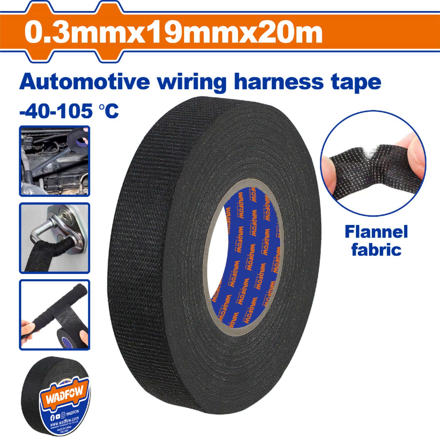 Cinta adhesiva de tela para cables y arneses eléctricos.  Temperatura -40-105°C. Negro 19mm x 20mts. Gutapercha