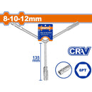 Llave Y para dados de llantas. 8-10-12mm. Cr-V. Cromado plateado. 135mm.