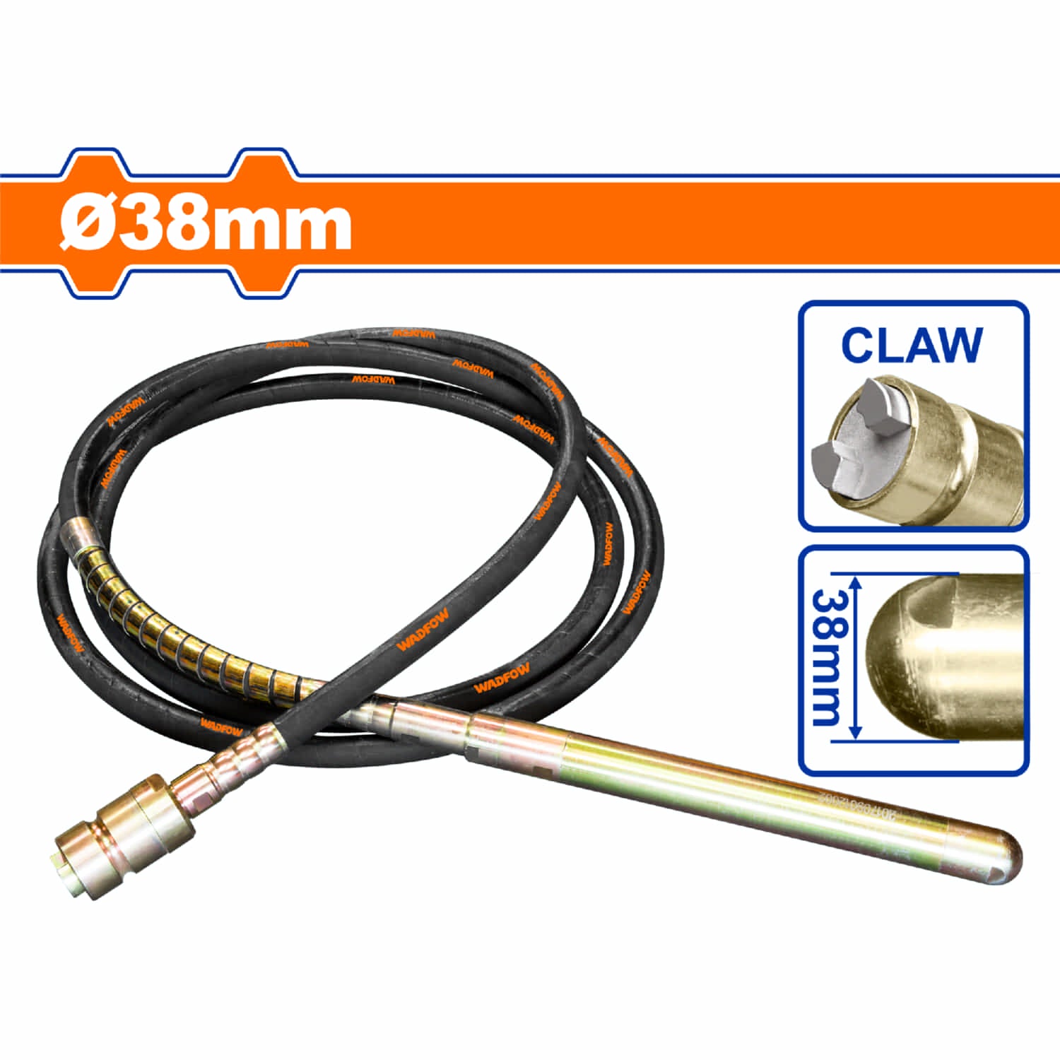 Poker de vibracion para vibrador de concreto díametro 38mm Longitud 465mm Acoplamiento de garra.